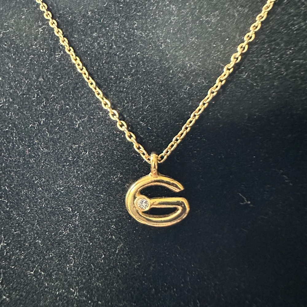 Givenchy Vintage Crystal G Pendant Necklace